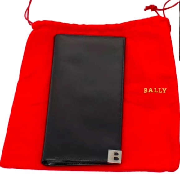 NWOT [Bally] Luxury Black Leather Bi-Fold Long Wallet Mens or Womens w/ Dust Bag - Picture 14 of 15
